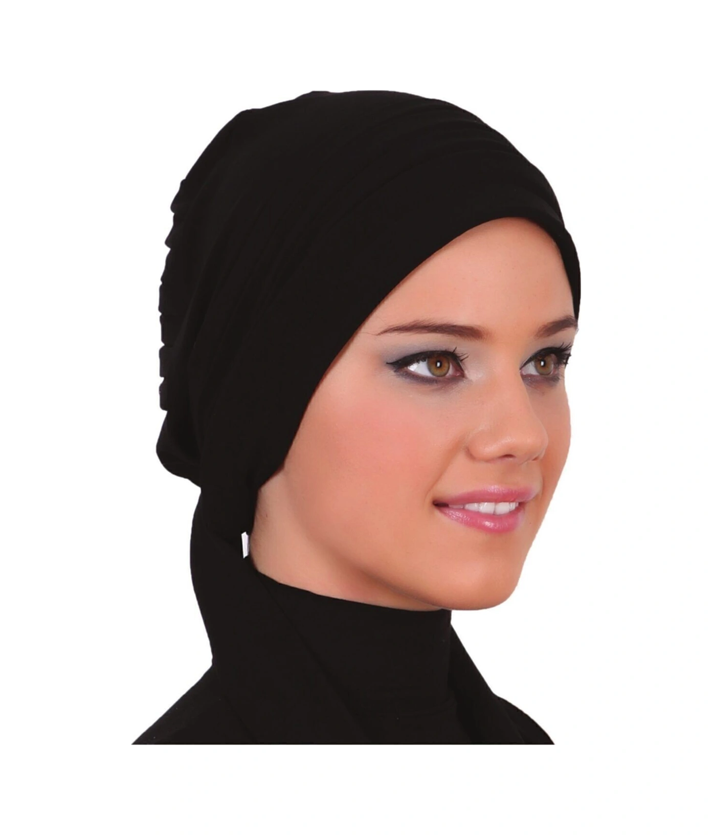 Pileli Bağlama Siyah Hazır Türban Tesettür Bone Siyah