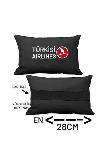 Oto Koltuk Boyun Yastığı Türkişi Aırlınes Baskılı Siyah
