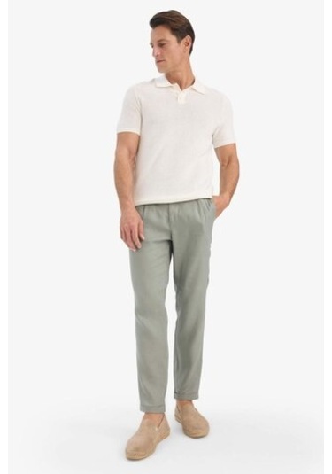 Defacto %100 Keten Normal Kesim Crop Duble Paça Yazlık Kumaş Pantolon C1826ax25smkh433 Haki