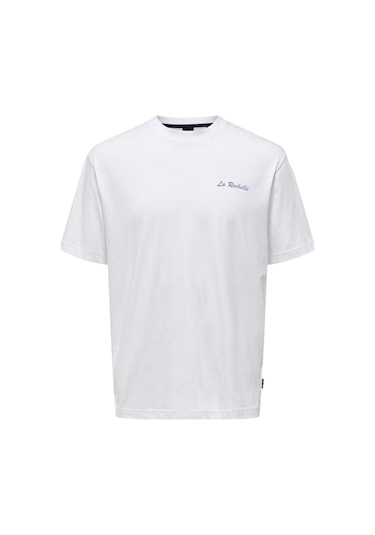 Only Erkek T-shirt 22029519 Onsmervyn Lıfe Rlx Summer Beyaz
