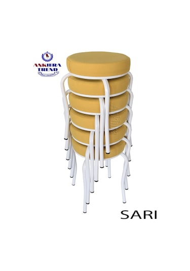 Tabure (Beyaz Ayaklı) ((6 Adet)-Mutfak Balkon Tabur...