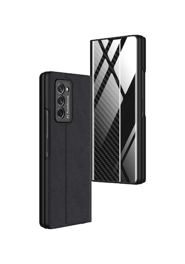 Galaxy Z Fold 2 Kılıf Zore Droga Kılıf Siyah-Beyaz