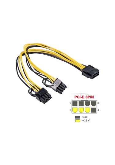 Suntek Pcı Express 8pin'den 2x 8pin'e 6+2 Güç Kaynağı Kablo