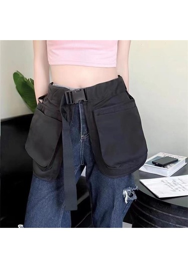 Yuntech01 Siyah Kumaş Bahçe Çalışma Apronu - Kısa Model, Araçlı Kemer, Ayarlanabilir Bel, Dayanıklı Malzeme, Toptan Alım