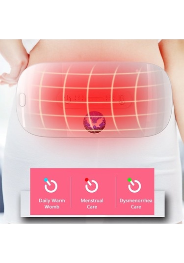 Besthome1 Abdomen Masajlı Bel Beli - 3 Isı Seviyesi & Vibrim Modları - Manyetik Şarj - Adet Ağrısı Ruh Halini İyileştir - Beyaz Çok Renkli