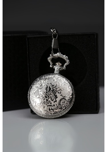 Büro Ev Ofis Hediyesi İçin Kutulu Silver Rakamlı Motif Köstekli Saat