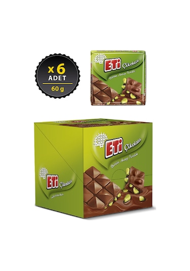 Eti Çikolata Antep Fıstıklı Kare 6 x 60 G