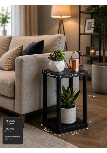 Sakura 2 Katlı Çiçeklik Saksılık Siyah