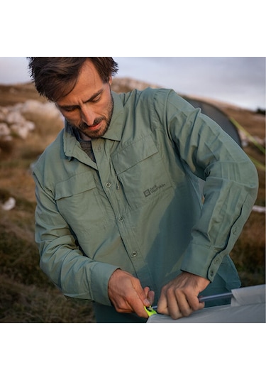 Jack Wolfskın Jack Wolfskin Erkek Gömlek Barrier L/s Haki 4311