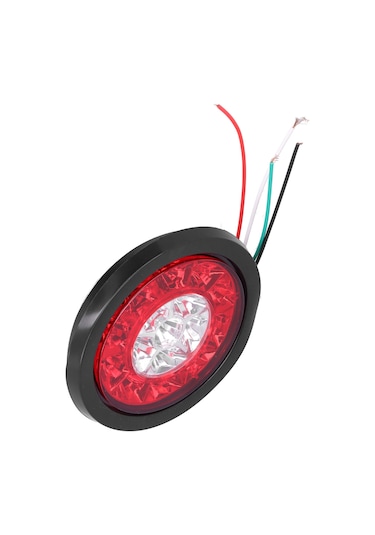 Reedark 16led Dairesel İki Renkli Araç Arka Feneri 12-24v, Kırmızı-beyaz, Sinyal Ve Durma Fonksiyonu, Su Geçirmez, Mk-272