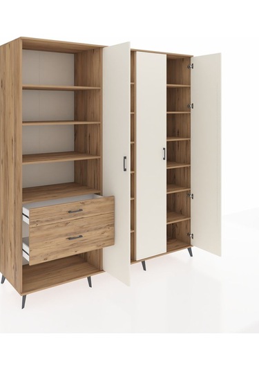 Kronos Dolap 16 Raflı 2 Çekmeceli 3 Kapaklı 220x59x243 Çam-aytaşı/çam Aytası/atlas Çam