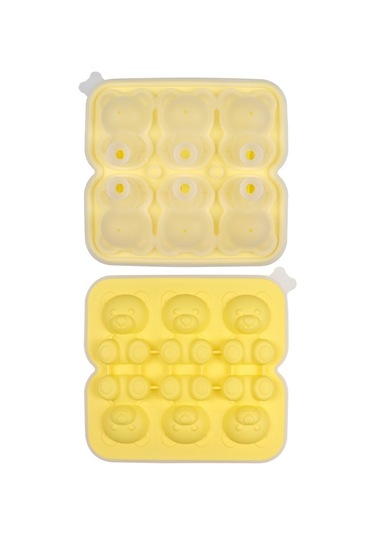 Tcherchi Silikon 6'lı Ayı Buz Kalıbı, Kahve, Süt, Çay, Şekerleme, Dekorasyon İçin Buz Kalıpları Sarı