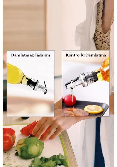 3'lü Kapaklı Yağdanlık Şişe Ucu, Servis Aparatı,şişe Tıpası,damlatmaz Şişe Kapağı,sirkelik,sosluk