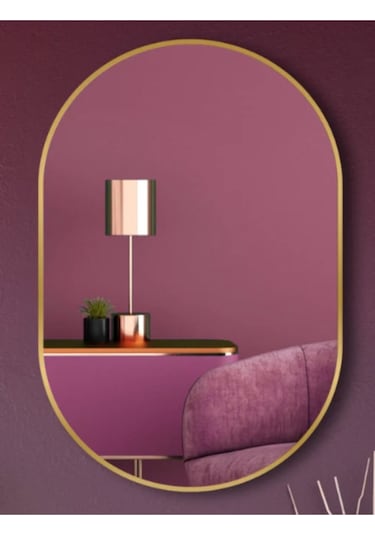 Ant Home Çerçeveli Minyatür Duvar Masa Aynası 25 x 40 CM Gold