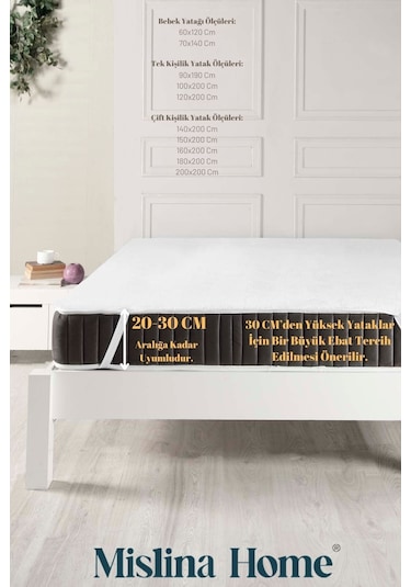 Wellsoft Sıvı Su Geçirmez Ped Dört Köşe Lastikli Tek Çift Kişilik Yatak Koruyucu Sessiz Alez