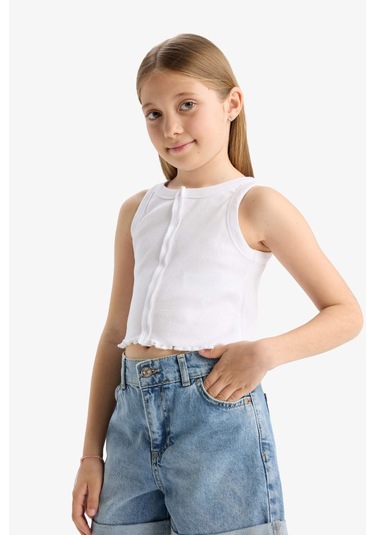 Defacto Kız Çocuk Bisiklet Yaka Atlet E6741a825hswt34 Beyaz