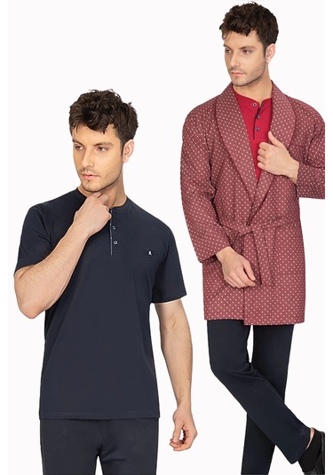 Ancelo 5 Li 7770 Robdöşambır Erkek Pijama Takım Bordo