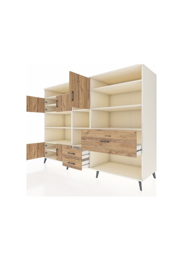 Kronos Dolap 13 Raflı 3 Çekmeceli 5 Kapaklı 220x59x163 Aytaşı-çam Aytaşı-çam