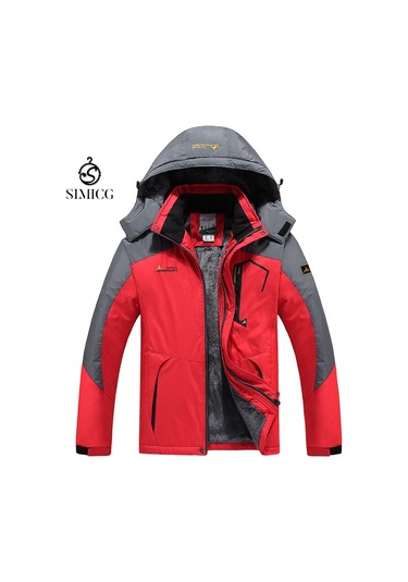 Erkekler İçin Gündelik Kapüşonlu Kalın Polar Ceket Kırmızı