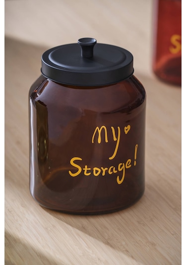 Pierre Metal Kapaklı Kavanoz Seti - 22 Cm Kahverengi