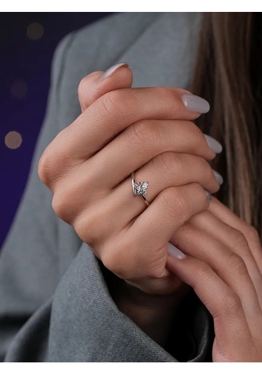 Lucente Kelebek Yüzük, Zirkon Taşlı, 925 Ayar Gümüş 246659789 Gri