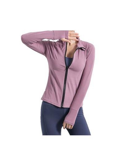 Gajeena Kadın Spor Ceketi - Nefes Alabilir, Hızlı Kuruma, Parmak Delikli, Yoga Ve Koşu İçin Mor