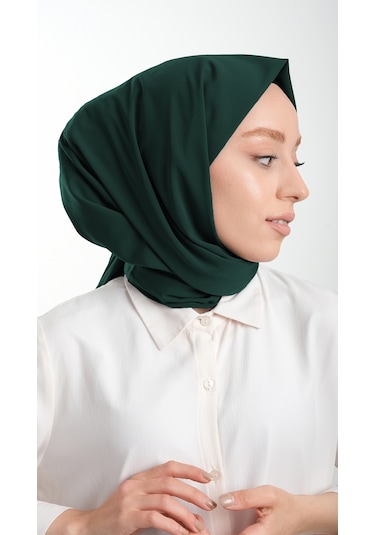 Zümrüt Düz Klasik Şal Medine İpeği Sade 202103 37 Zümrüt