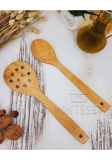 Ahşap Tahta Mutfak Kaşık Seti 2 Parça Kayın Şimşir Ağacı 2-5