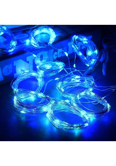 Vkemall Oda Dekorasyon Işığını: 3m 300 Led Mavi Perde Işık Zinciri, Uzaktan Kumanda Ve Pil Dahil Mavi