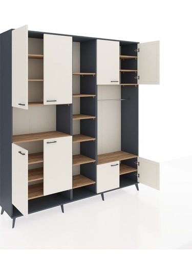 Hyperion Dolap 18 Raflı 8 Kapaklı Tek Askılı 220x44x243 Antrasit-aytaşı/çam Aytası/atlas Çam