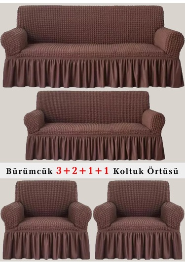 StarMall Bürümcük Koltuk Örtüsü, Berjer, Çekyat Kılıfı 3211 Takım Kahve