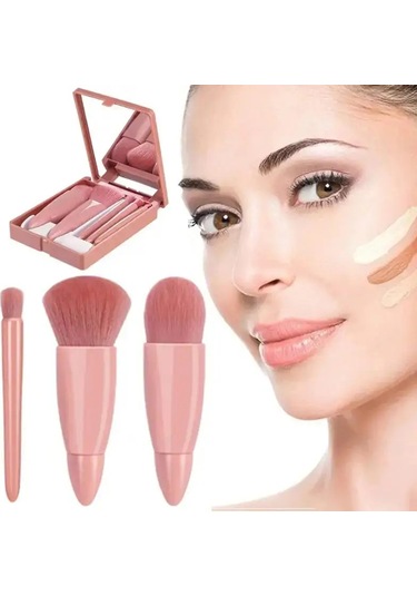 5 Adet Seyahat Boyutu Makyaj Fırça Seti Mini Makyaj Fırçaları, Küçük Komple Bean Paste Color Dark Topaz