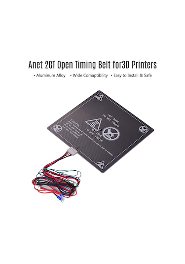 Symbee Anet A8/a6/a2 Uyumlu 3d Yazıcı Isıtmalı Platform - 220x220x3mm Alüminyum Taban, 12v 120w, Siyah Kaplama Ve Isıtma Kablosu