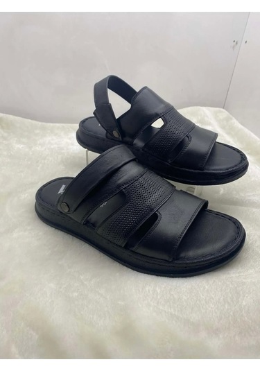 Voyager V-5716 Erkek Deri Sandalet Siyah