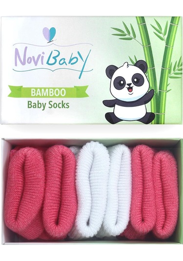 Novibaby 3'lü Bambu Yenidoğan Bebek Çorabı I White Candy I 0-6 ay "Karışık Renkli"