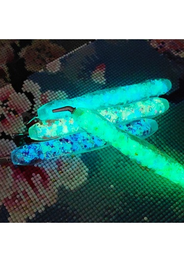 Mufunye 5d Dıy El Sanatı Parlak Işıklı El Kalemi - Yeşil Gece Parlaklıklı Reçine Materyal 6'lı Uçlu Taş Takım Aracı