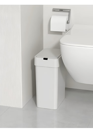 Sensörlü Otomatik Slim Çöp Kovası 9 Litre Plastik Beyaz Yerli Üretim Beyaz