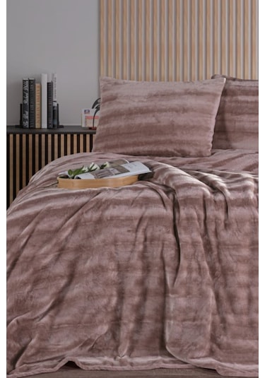 Zebracasa Cozy Çift Kişilik Pudra Battaniye Takımı Pudra