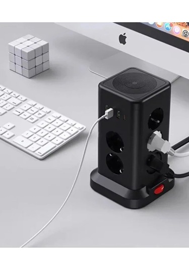 Wp711 Akım Korumalı Priz Kablosuz Şarj İstasyonu 11x Soket 3x Usb 1xtype-c Kablolu Grup Priz Belirtilmemiş