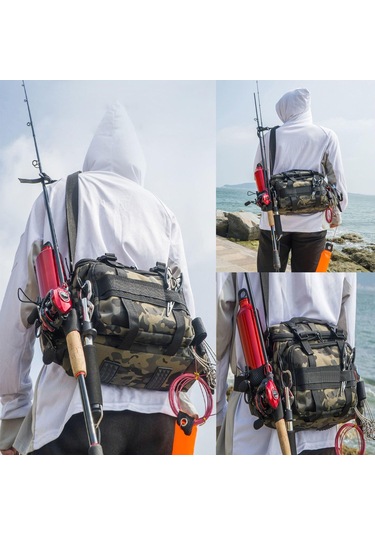 Balıkçılık Çantası, Tek Omuzlu Deniz Balıkçılığı, Balıkçılık Çantaları Sazan Balıkçılığı İçin Balıkçılık Saklama Sırt Çantası, Kamuflaj Dış Mekan Taşıma Çantası, Yürüyüş Seyahat Çantası Qd Çok Renkli