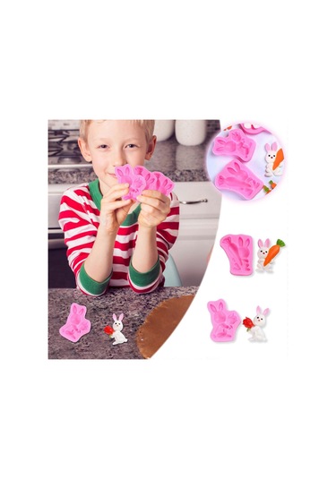 2 Adet Paskalya Tavşanı Tavşan Silikon Fondan Kalıbı Çikolatalı Kek Buz Kalıbı Tepsisiçok Renkli Çok Renkli