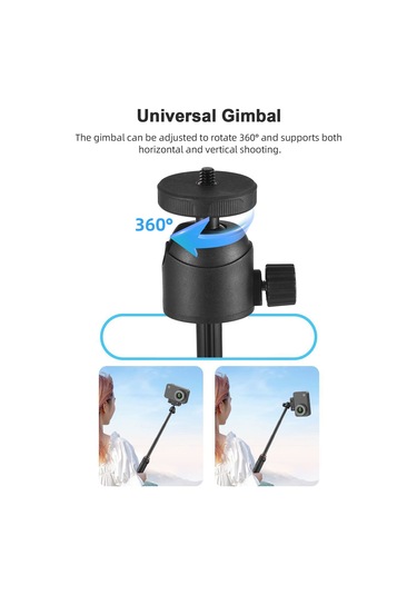 Geeksen 147cm Profesyonel Selfie Çubuğu Ve Tripod - 360 Dönebilir, 2kg Taşıma Kapasiteli, Canlı Yayın & Vlog İçin Siyah