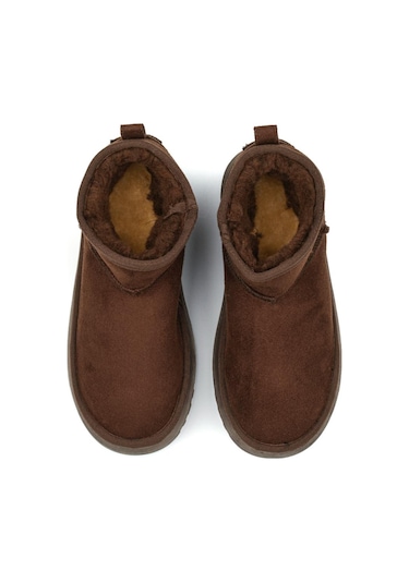 Melbourne Kışlık Kadın Kürk Detaylı Yüksek Taban Bot Kahverengi