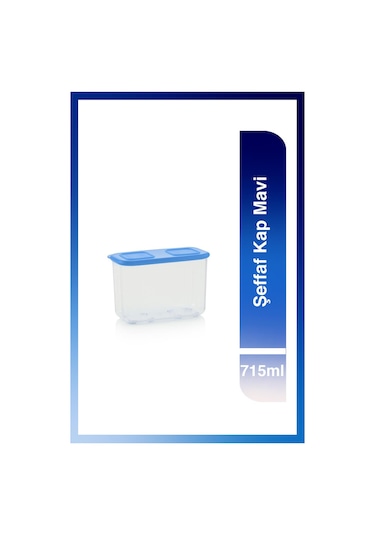Tupperware Şeffaf Kap 715ml Mavi