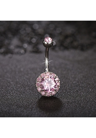 Chavin Yuvarlak Komple Taşlı Göbek Piercing Dt80By Gümüş