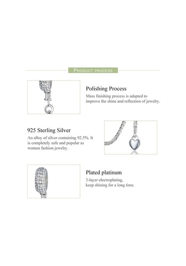 Fastbuy 925 Ayar Gümüş Aşk Kalp Güvenlik Zinciri Kolye, Renkli Charm Stoper Bilezik Kadın Diy Takı Çok Renkli