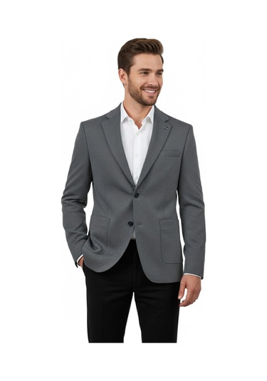 Erkek Tek Spor Ceket Çift Yırtmaçlı Bgl-st04979 Gri