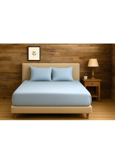 Shules Collection Mavi Çift Kişilik Çarşaf+yastık Seti %100 Pamuk Mavi