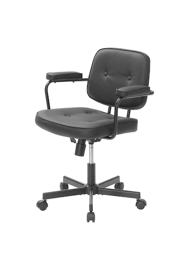 Button Çalışma Sandalyesi S.deri - Siyah 62x77-87x60 Cm Siyah