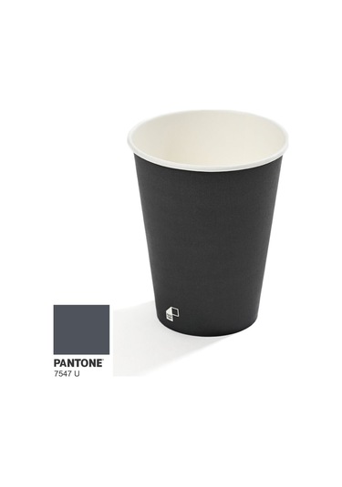 14 Oz Single Wall Baskılı Karton Bardak Antrasit 50 Adet 50